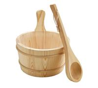 Northwood Seau de sauna fait à la main - Ensemble de louches en bois de cèdre rouge canadien avec poignée en corde naturelle 1 gallon - Capacité d'eau de 4 litres Grand universel complet - Pour hommes