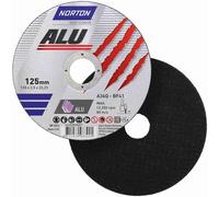 Norton Lot de 10 disques à tronçonner en aluminium A 36 Q - Diamètre au choix : 125 x 2,5 x 22,23 mm