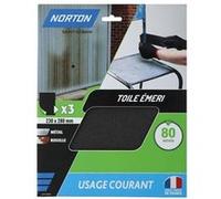 Papier abrasif toile émeri - Lot de 3 - 230x280 mm grain 80 - Pour métal et rouille