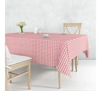 Nortufting Nappe de Table Toile Cirée à Carreaux imperméable Décor Traditionnel - Largeur 140 cm - Livraison roulée et sans Plis (Rouge, Rectangle 140 x 250 cm)