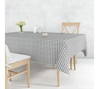 Nortufting Nappe de Table Toile Cirée à Carreaux imperméable Décor Traditionnel - Largeur 140 cm - Livraison roulée et sans Plis (Noir, Ovale 140 x 240 cm)