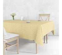 Nortufting Nappe de Table Toile Cirée à Carreaux imperméable Décor Traditionnel - Largeur 140 cm - Livraison roulée et sans Plis (Jaune, Rectangle 140 x 250 cm)