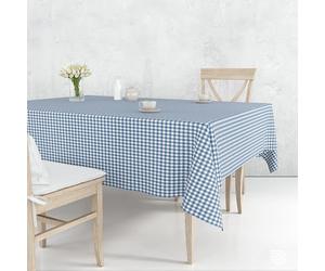 Nortufting Nappe de Table Toile Cirée à Carreaux imperméable Décor Traditionnel - Largeur 140 cm - Livraison roulée et sans Plis (Bleu, Ronde 140 cm)