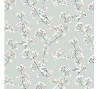 Nortufting Nappe Tissu Coton Enduit Sakura Céladon - Imperméable, Résistante & Anti Taches - Nappe à Motif Déco Tendance, Facile à Nettoyer pour Intérieur & Extérieur (Rectangle 180 x 100 cm)