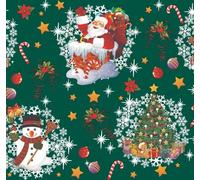Nortufting Nappe Toile Cirée de Noël - New Year Vert - Nappe Festive de Noël - Imperméable et Anti Tâche Largeur 140 cm - Roulé sur Un Tube en Carton (sans Plis) (Ovale 140x240cm)