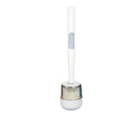 Nosqew Brosse WC en Silicone, Fixation Murale sans Perçage, avec Réservoir de Liquide pour Le Nettoyage de la Salle de Bain, Manche Long et Support Inclus. (Blanche)