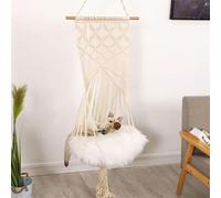 Nosqew Hamac pour Chat fabriqué à la Main, Plate-Forme de Rangement Murale en macramé, Lit pour Chat en Corde de Coton tissé pour Mur ou Plafond Intérieur et Extérieur, avec Une T (Beige)