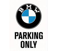 Nostalgic-Art 14323, BMW - Parking Only White magnétique, 8 x 6 cm | Produit original BMW sous licence (OLP), en métal, design vintage, idée cadeau pour les fans de BMW