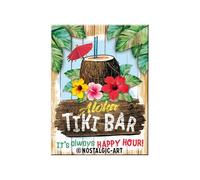 Nostalgic-Art 14366 Tiki Bar | Aimant rétro Vintage 6 x 8 cm, Aimant Puissant avec Surface en métal, Multicolore, 6 x 8 x 0,1 cm