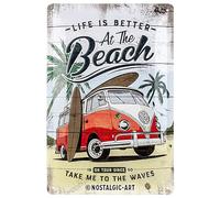 Nostalgic-Art 22277 Plaque vintage Volkswagen - Bulli T1 - Beach - Idée de cadeau pour le bus VW, en métal, Design Retro pour la décoration, 20 x 30 cm