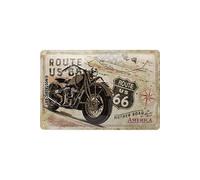 Nostalgic-Art 22279 Panneau Route 66 Bike Map Rétro Plaque en Tôle Vintage Décoration Murale Métal 20 x 30 cm, Multicolore, 20 x 30 x 0,2 cm