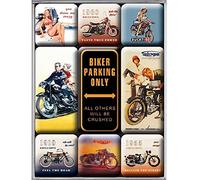 Nostalgic-Art 83018 Beste Garage - Nur Biker-Parkplätze, Magnet-Satz (9teilig)