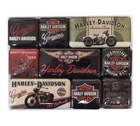 NOSTALGIC ART 9 Mini Aimants Harley Davidson Vintage - En résine émaillée - 3 magnets de 4.5 x 2.3 cm - 6 magnets de 2.3 x 2.3 Multicolore G