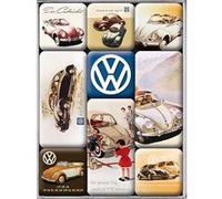 NOSTALGIC ART 9 mini-magnets Volkswagen - Magnets émaillés - 3 magnets de 4.5 x 2,3 cm - 6 magnets de 2.3 x 2,3 cm Multicolore G