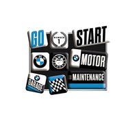 Nostalgic-Art Aimants pour frigo rétro, 9 pièces, Official License Product (OLP), BMW - Motor - Idée de Cadeau pour Fans de BMW, décoration pour Tableau magnétique, Design Vintage