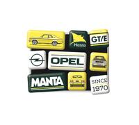 Nostalgic-Art Aimants pour frigo rétro, 9 pièces, Opel - Manta - Idée Cadeau pour Fans de Opel, Official License Product (OLP), décoration pour Tableau magnétique, Design Vintage