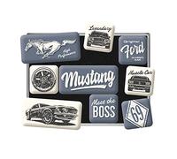 Nostalgic-Art Aimants rétro pour frigo, Ford Mustang - Boss - Idée de Cadeau pour Fans de Voitures, décoration magnétique, Design Vintage, 9 pièces