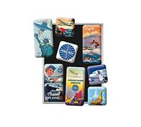 Nostalgic-Art Aimants rétro pour frigo, Pan Am - Travel - Idée de Cadeau pour passionnés de Voyages, décoration magnétique, Design Vintage, 9 pièces
