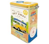Nostalgic-Art Boîte à café rétro, VW Bulli - Get Away - Idée de Cadeau pour Le Bus VW, Récipient avec Couvercle aromatique, Design Vintage, 1,3 l