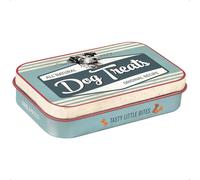 Nostalgic-Art Boîte à friandises rétro, 6 x 9,5 x 2 cm, avec Plaque en Forme de Patte - Dog Treats Blue - Idée Cadeau pour propriétaires de Chiens, boîte à friandises pour Chien, Design Vintage
