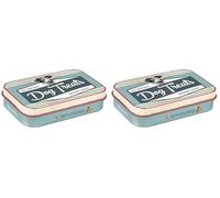 Nostalgic-Art Boîte à friandises rétro, 6 x 9,5 x 2 cm, avec Plaque en Forme de Patte - Dog Treats Blue - Idée Cadeau pour propriétaires de Chiens, boîte à friandises pour Chien, Design Vintage