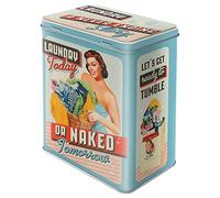 Nostalgic-Art Boîte en métal rétro L, 3 l, Laundry Today or Naked Tomorrow | boîte de conservation, design vintage, Idée cadeau pour la cuisine