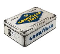 Nostalgic-Art Boîte rétro Plat, Goodyear - Logo - Idée de Cadeau pour Fans de Voitures et de Motos, Récipient avec Couvercle, Design Vintage, 2,5 l