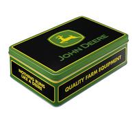 Nostalgic-Art Boîte en métal rétro plat, 2,5 l, John Deere - Logo Black | original John Deere license product (OLP), boîte à biscuits, design vintage, Idée cadeau pour fans des tracteurs