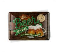 Nostalgic-Art Carte de vœux rétro avec inscription « Beer O' Clock Glasses » - Idée cadeau pour les fans de bière, carte postale en tôle, mini plaque en étain au design vintage, 10 x 14 cm