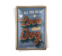 Nostalgic-Art Carte de vœux rétro avec inscription « Love Dog » - Cadeau pour propriétaire de chien - Carte postale en étain - 10 x 14 cm