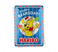 Nostalgic-Art Carte postale rétro, 10 x 14 cm, HARIBO - Happy Bearsday - Idée cadeau pour les gourmands, Official License Product (OLP), en métal, mini plaque comme carte de voeux