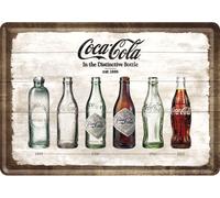 Nostalgic Art Coca-Cola Bottle Timeline, carte postale métalliqu 14 cm x 10 cm