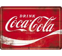 Nostalgic Art Coca-Cola - Logo Red Wave, carte postale métalliqu 14 cm x 10 cm