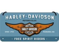 Nostalgic Art Harley-Davidson - Logo Blue, signe décoratif 20 cm x 10 cm