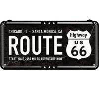 Nostalgic Art Highway 66 Black, signe décoratif 20 cm x 10 cm
