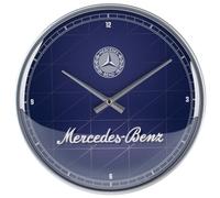 Nostalgic-Art Horloge rétro, Ø 31 cm, Mercedes-Benz - Silver & Blue - Idée de Cadeau pour Fans de Mercedes-Benz, décoration Murale Cuisine, Design Vintage