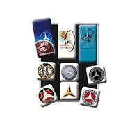 Nostalgic-Art Lot d'aimants rétro, 9 pcs, Mercedes - Logo Evolution | original Mercedes-Benz license product (OLP), pour frigo, design vintage, Idée cadeau pour fans de Mercedes