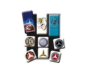 Nostalgic-Art Lot d'aimants rétro, 9 pcs, Mercedes - Logo Evolution | original Mercedes-Benz license product (OLP), pour frigo, design vintage, Idée cadeau pour fans de Mercedes
