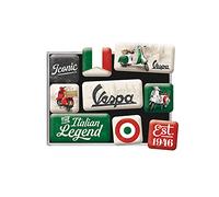 Nostalgic-Art Lot d'aimants rétro, 9 pcs, Vespa - Italian Legend | original Vespa license product (OLP), pour frigo, design vintage, Idée cadeau pour fans de Vespa
