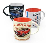 Nostalgic-Art Lot de 3 tasses à café rétro - 330 ml - Ford Mustang Set 2 - Idée cadeau pour les fans d'accessoires Ford - Produit original sous licence (OLP) - Tasse en céramique pour café - Design