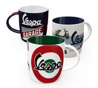 Nostalgic-Art Lot de 3 tasses à café rétro 330 ml Vespa Set 3 - Idée cadeau pour les fans de scooters, tasse en céramique, design vintage