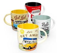Nostalgic-Art Lot de 4 tasses à café rétro 330 ml VW Bulli Set 1 - Volkswagen Bus Idée de cadeau, produit original sous licence (OLP), tasse en céramique pour café, design vintage