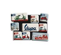 Nostalgic-Art, Lot de 9 aimants rétro pour réfrigérateur Vespa - Modèle Chart - Idée Cadeau pour Les Fans de Scooters - Kit magnétique pour Tableau magnétique - Design Vintage