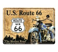 Nostalgic Art Merchandising 16323 autoroutes US Route 66 Map Blechpostkarte 10 x 14 CM