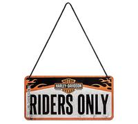 Nostalgic-Art, Plaque à Suspendre, Harley-Davidson - Riders Only - Idée de Cadeau pour Les Fans de Moto, en métal, Déco Design Retro, 10 x 20 cm