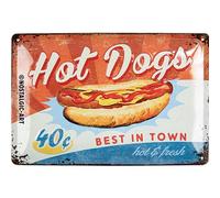 Nostalgic-Art Plaque en métal rétro - 20,1 x 30 cm - Motif USA Diner Hot Dogs - Idée cadeau pour les fans des USA et des dîners - Plaque en métal - Design vintage pour décoration murale