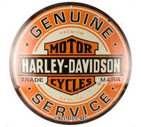 Nostalgic-Art Plaque rétro, Ø 35 cm, Harley - Genuine Service | original Harley-Davidson license product (OLP), en métal, design vintage, Idée cadeau pour motards