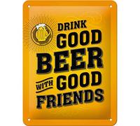 Nostalgic-Art Plaque rétro, 15 x 20 cm, Drink Good Beer | en métal, design vintage, Idée cadeau pour fans de la bière