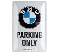 Nostalgic-Art Plaque rétro, 20 x 30 cm, BMW - Parking Only White | original BMW license product (OLP), en métal, design vintage, Idée cadeau pour fans de BMW