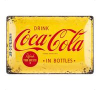 Nostalgic-Art Plaque Vintage Coca-Cola - Logo Yellow - Idée de Cadeau pour Les Fans de Coke, en métal, Déco Design Retro, 20 x 30 cm